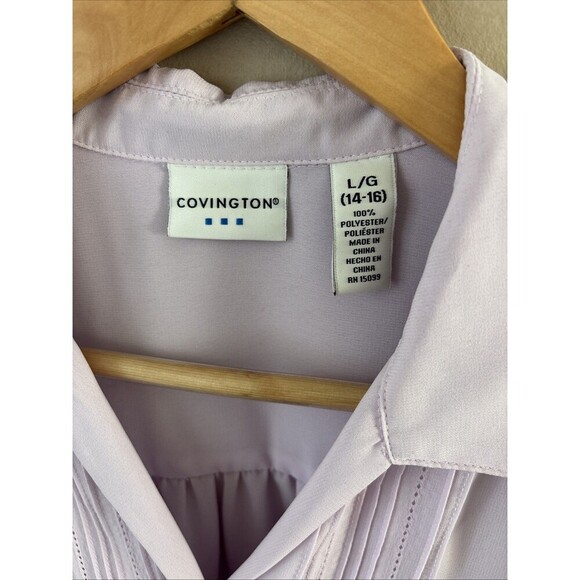 Covington Women's Blouse Size L Lilac Purple Chiffon Sheer Button Front Top - Picture 2 of 8